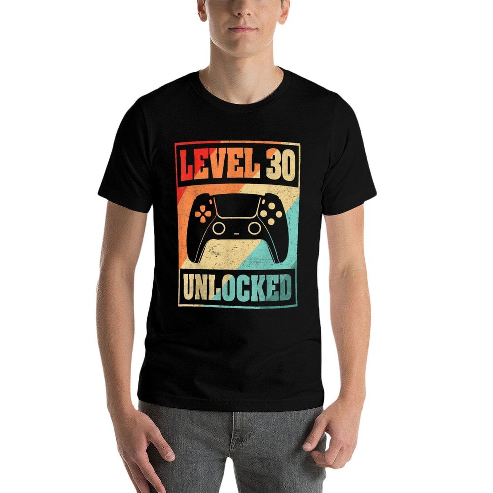 Level 30 Unlocked Video Gamer 30th Birthday Gifts  Heathered Texture T-Shirt