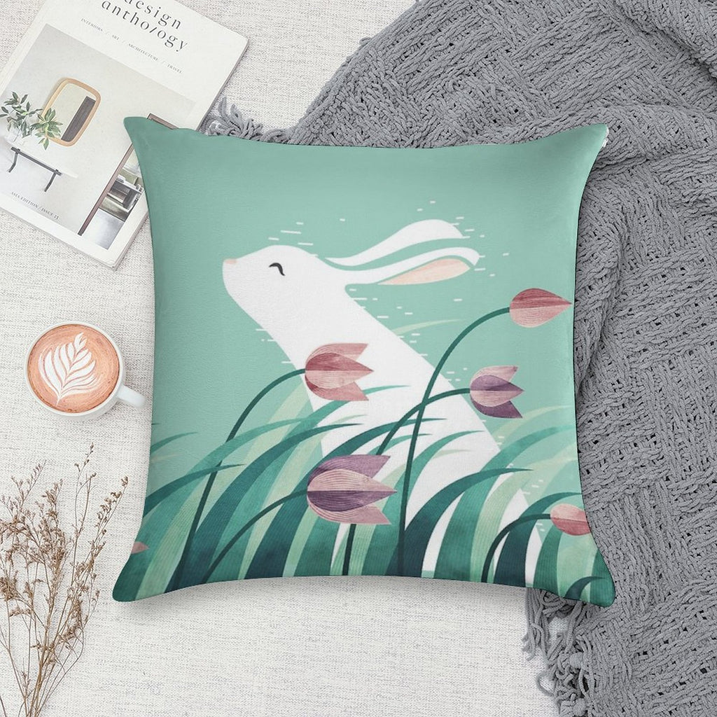 Rabbit, Resting Soft Shrink-Resistant Throw Pillow