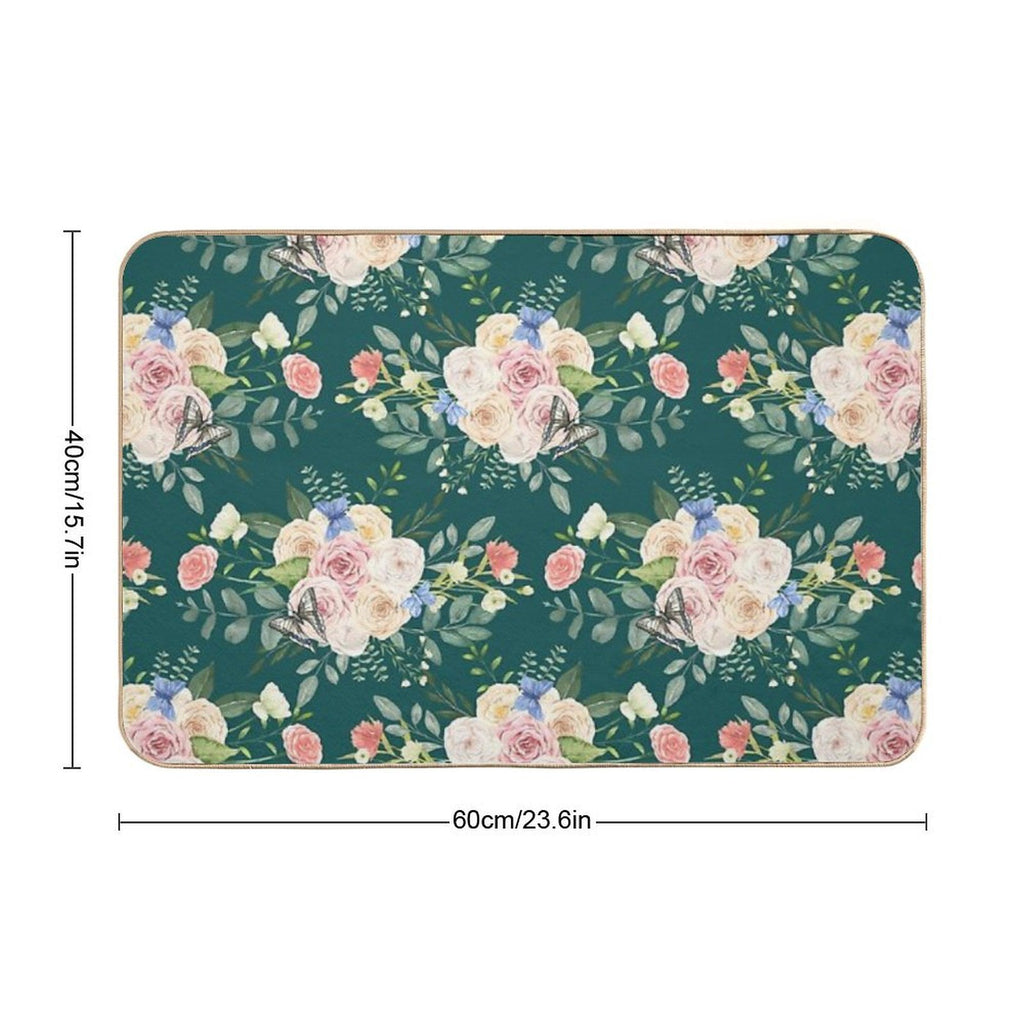 Butterflies,flowers,roses,spring,summer  Easy To Clean Bath Mat