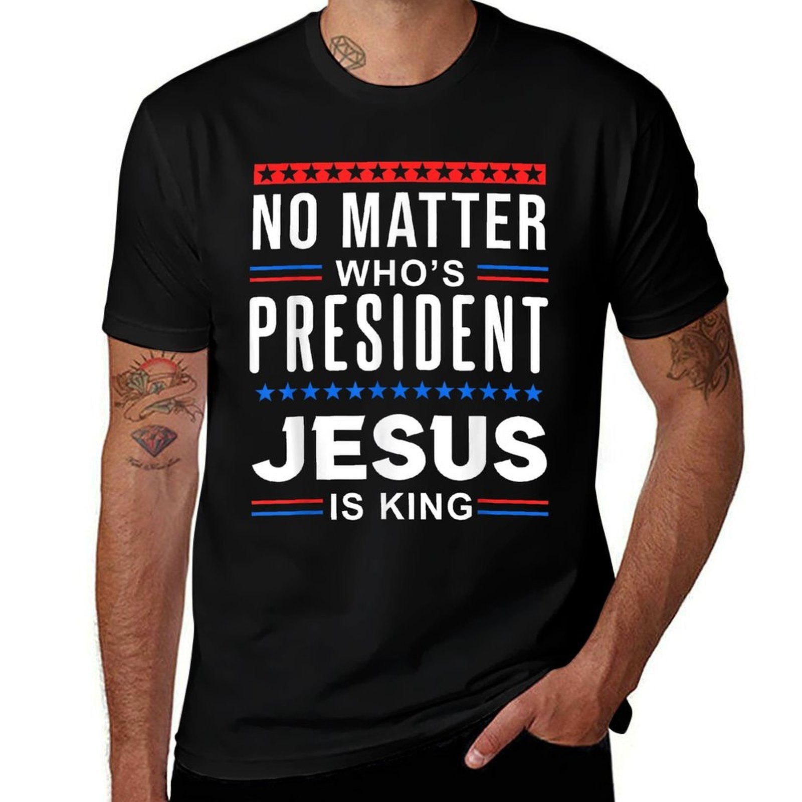 No Matter Who Is President Jesus Is King Elections  Oversized Silhouette T-Shirt