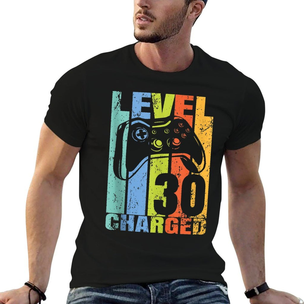 Level 30 Charged Birthday Decor For 30 Year Video Gamer  Stretchy T-Shirt
