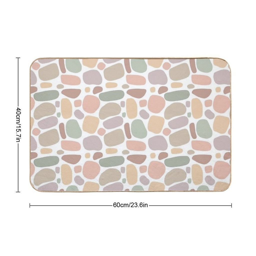 Boho Abstract Free-Form Pattern  Terracotta And Pastel Organic Shapes  Odorless Bath Mat