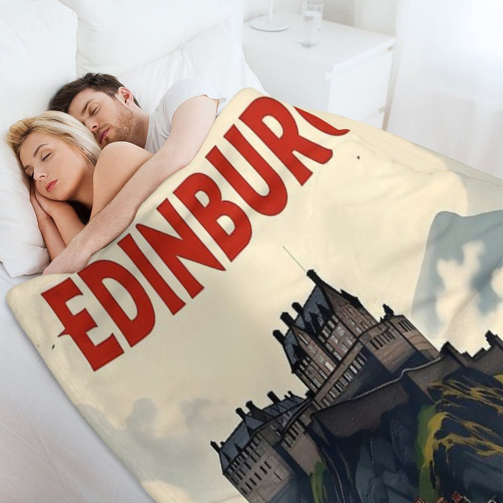 Edinburgh Vintage-Style Painterly Travel Poster Wrinkle-free Throw Blanket