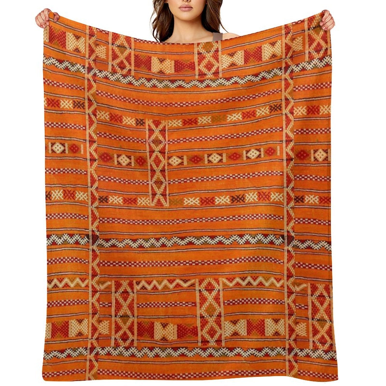 Vintage Moroccan Pattern - Sunset Colors Anti-pilling Throw Blanket