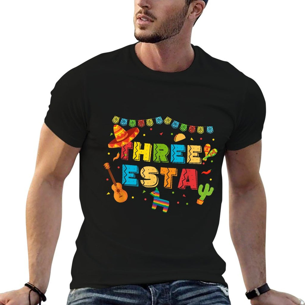 Mexican Theme 3rd Birthday 3 Year Old Kids Three Esta Bday  Tagless Design T-Shirt