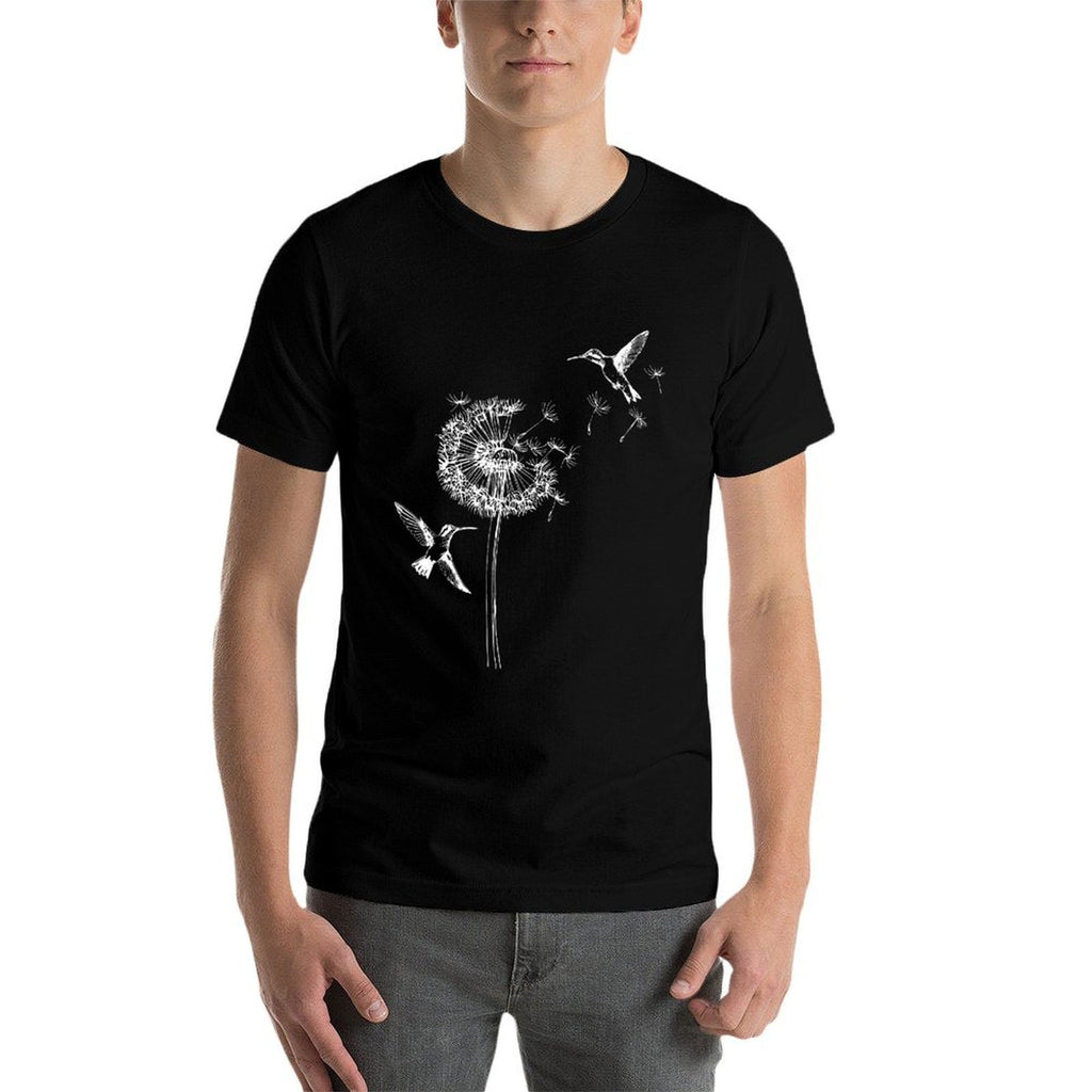 Hummingbird Bird Floral Dandelion Spring Birds Flower  Cotton T-Shirt