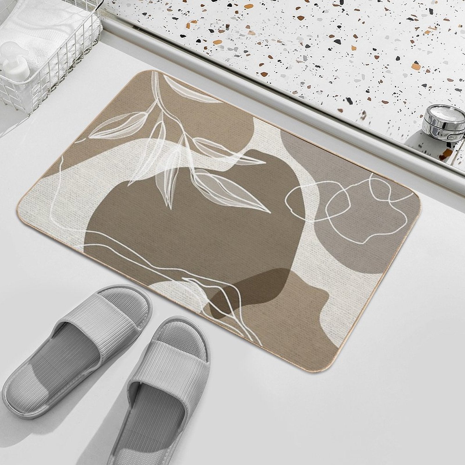 Leafy Lane in Neutral 1  Repositionable Bath Mat