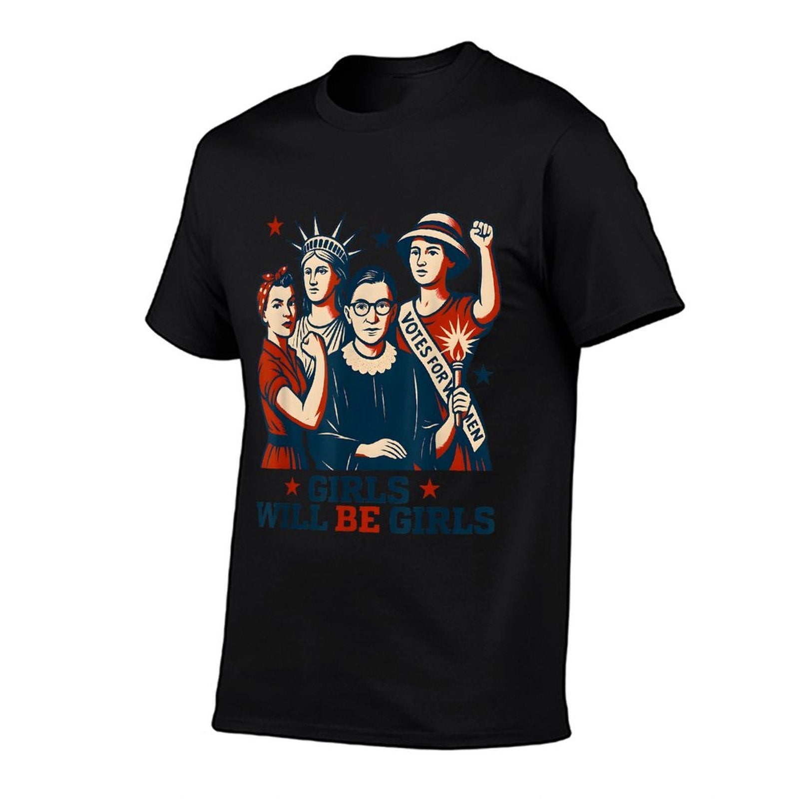 Girl Will Be Girls Patriotic Feminist 4th Of July USA Women  Eco-friendly Material T-Shirt