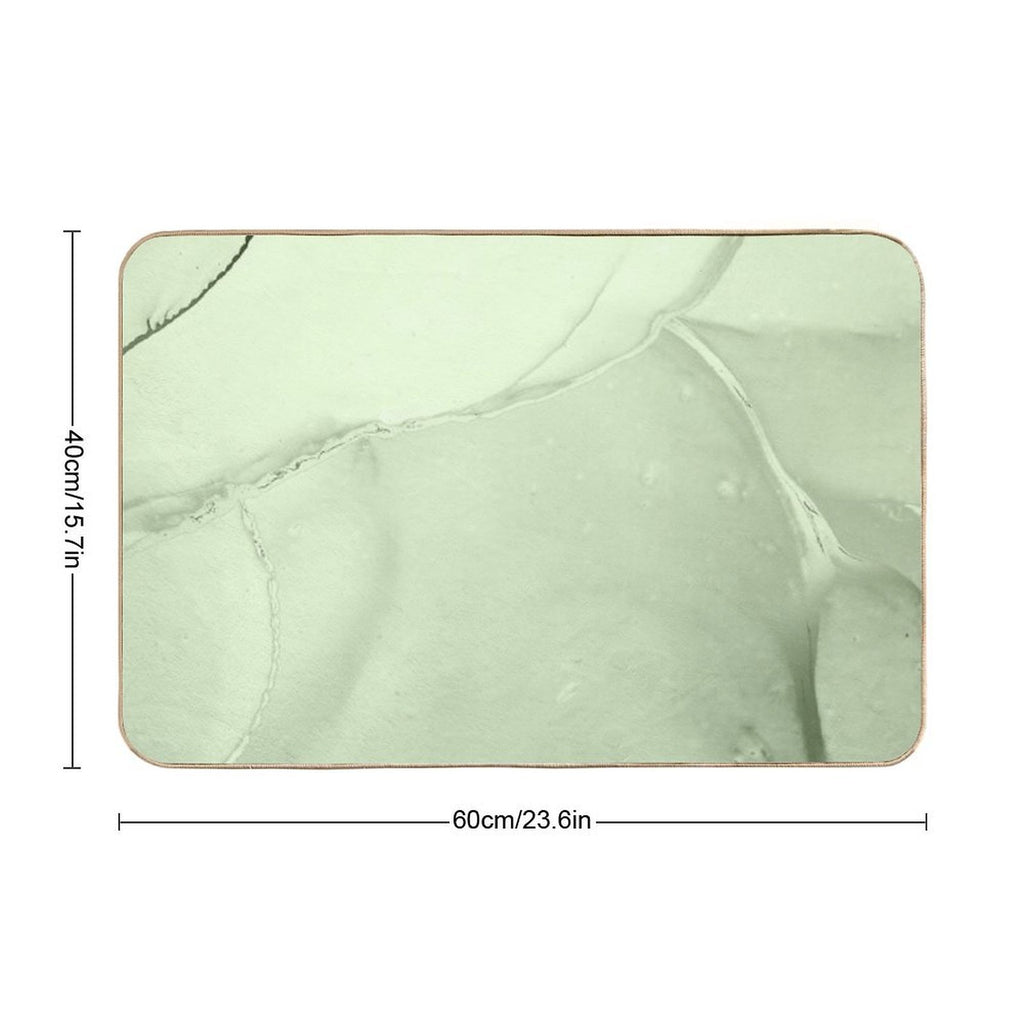 Soft Pastel Green, Sage Green Marble  Easy To Clean Bath Mat