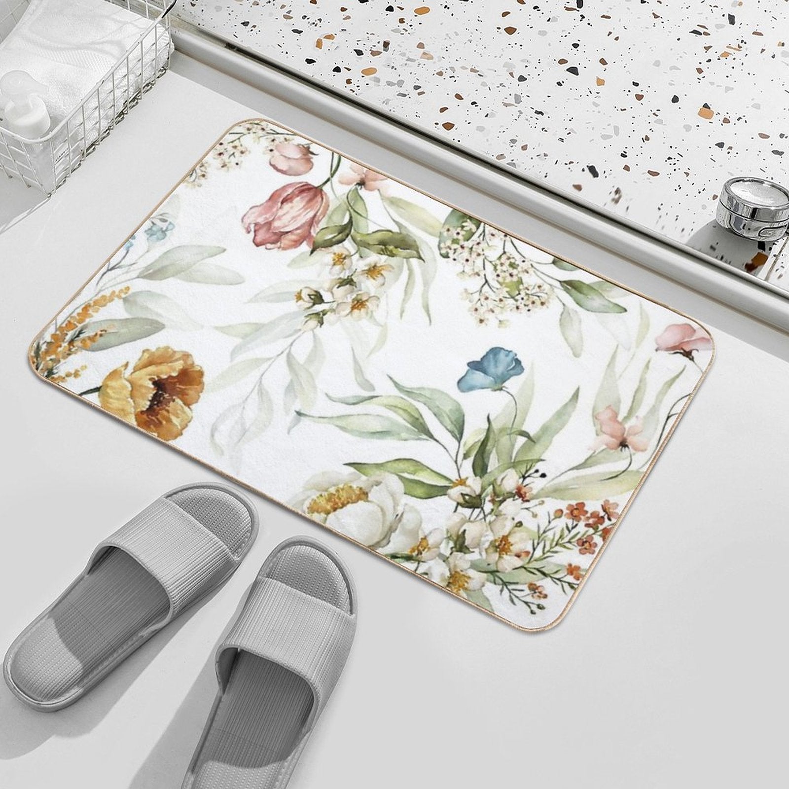 Floral Pattern  Pet-Safe Bath Mat