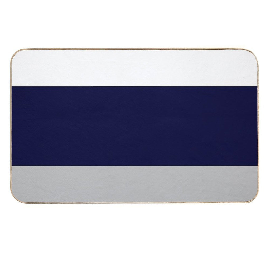 Three Color Stripes Silver Gray Navy Blue And White  Non-Slip Bath Mat