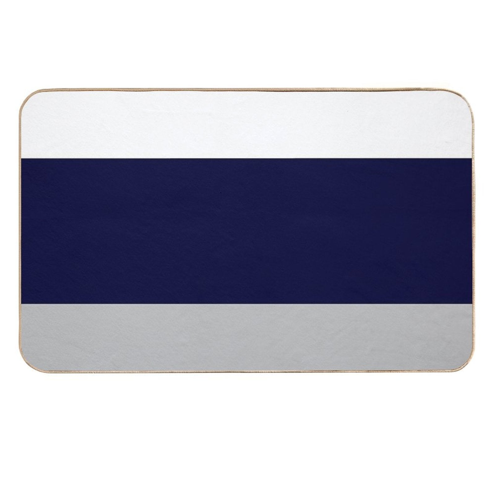 Three Color Stripes Silver Gray Navy Blue And White  Non-Slip Bath Mat
