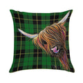SCoTTiSH HiGHLaND CoW ' TaRTaN NooDLeS G ' by SHiRLeY MacARTHuR Soft Home Decor Throw Pillow