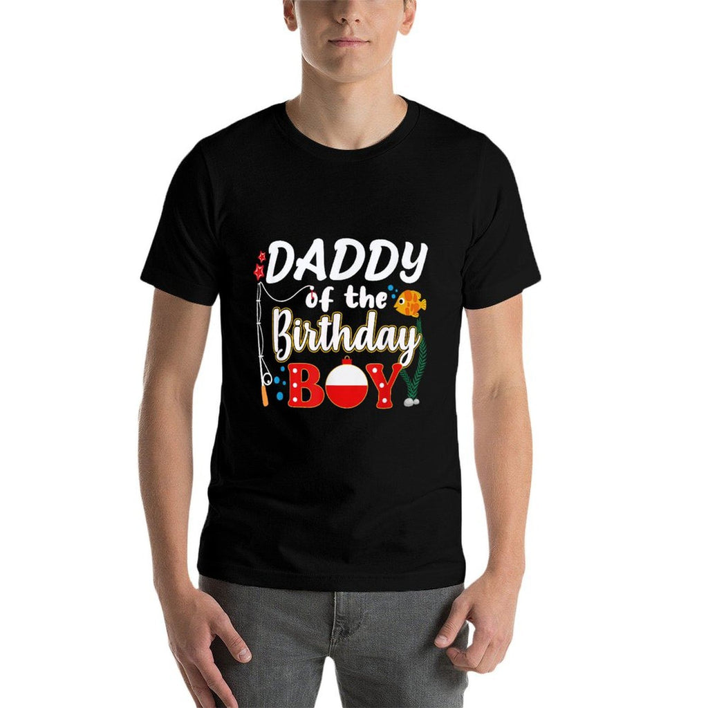 Daddy of The Birthday Boy Fishing Family Matching Bday Party  Heathered Texture T-Shirt