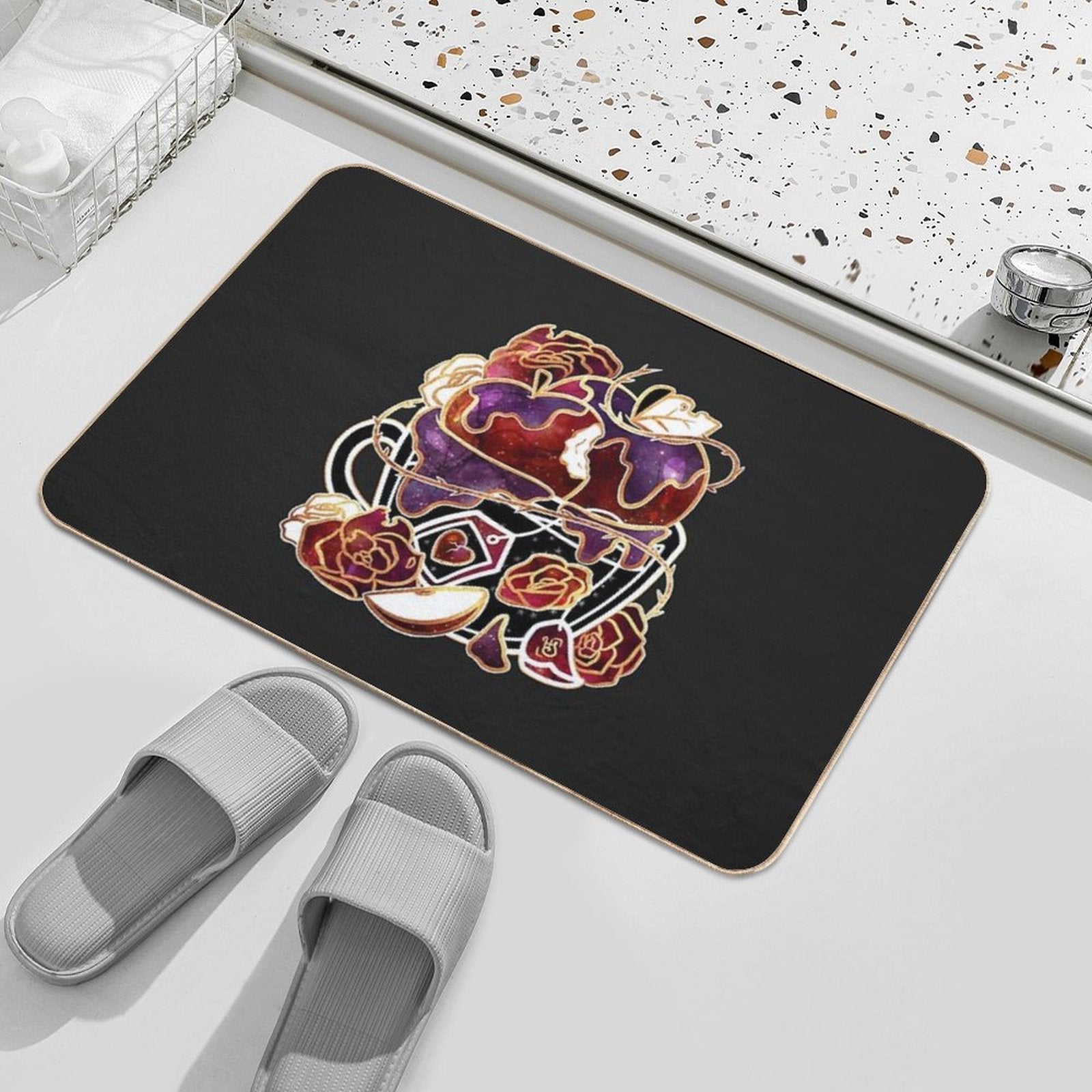 Gilded Poison Apple Teacup  Easy To Clean Bath Mat