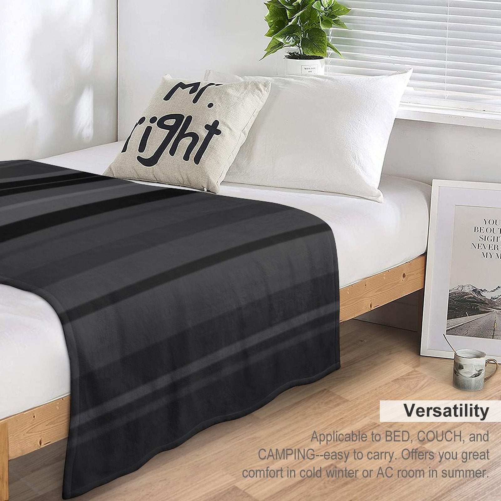 Horizontal Variations on Shades of Grey Lightweight Throw Blanket