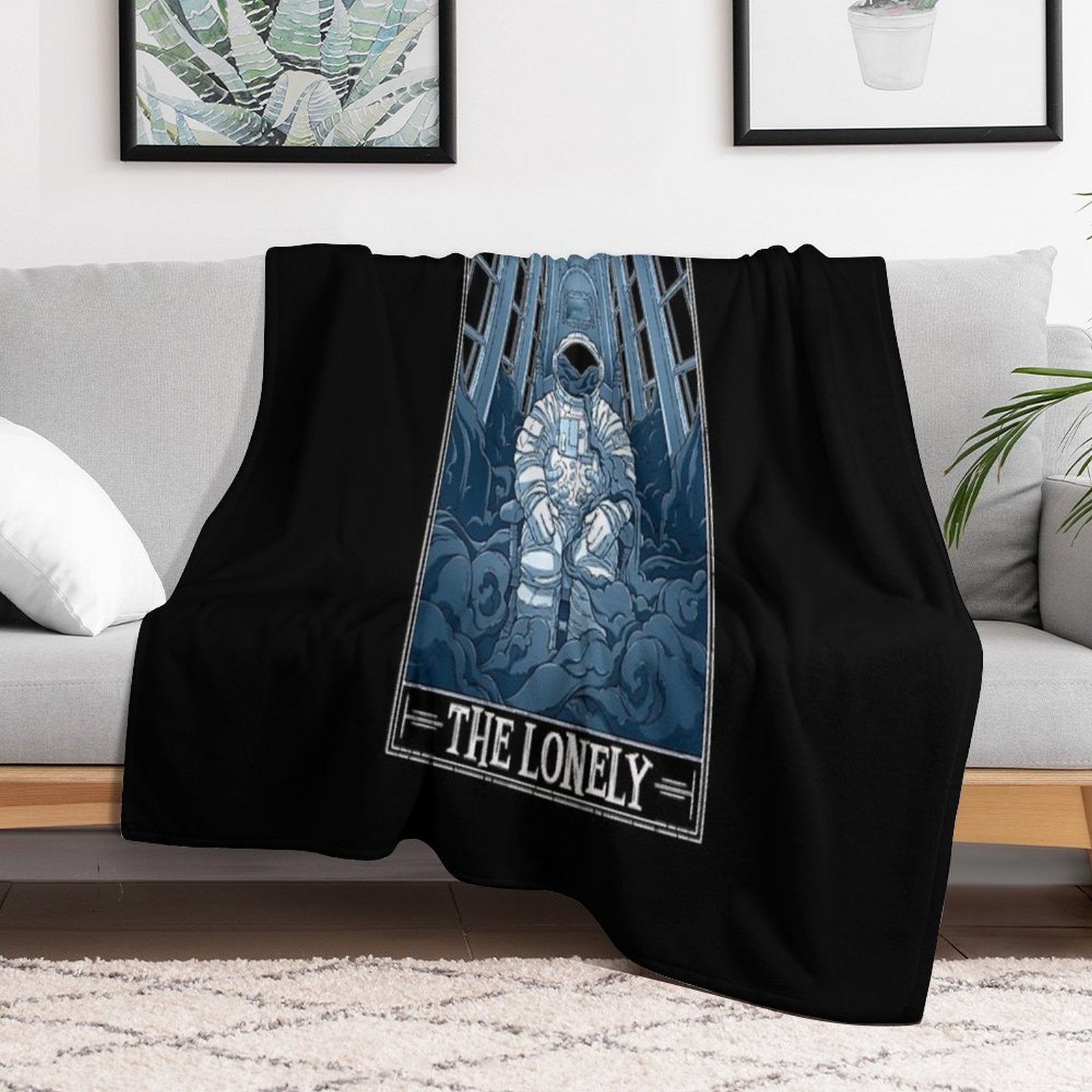 The Lonely Tarotesque - (Dark) Machine-washable Throw Blanket