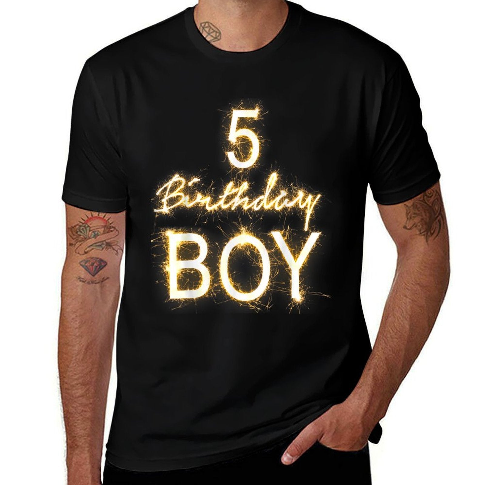 5th Birthday Boy 5 Years Old Gold Sparks  Odor-resistant T-Shirt