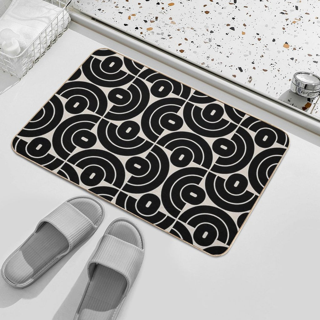 Retro 70s Mid Mod Geometric Pattern  Absorbent Bath Mat