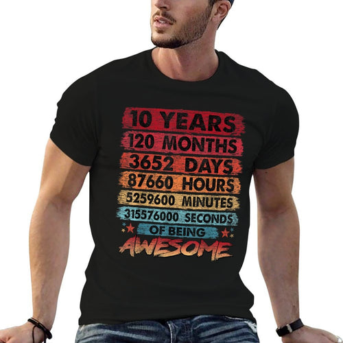 10th Birthday Kids 10 Years Old Vintage Retro 120 Months  Slim-fit Cut T-Shirt