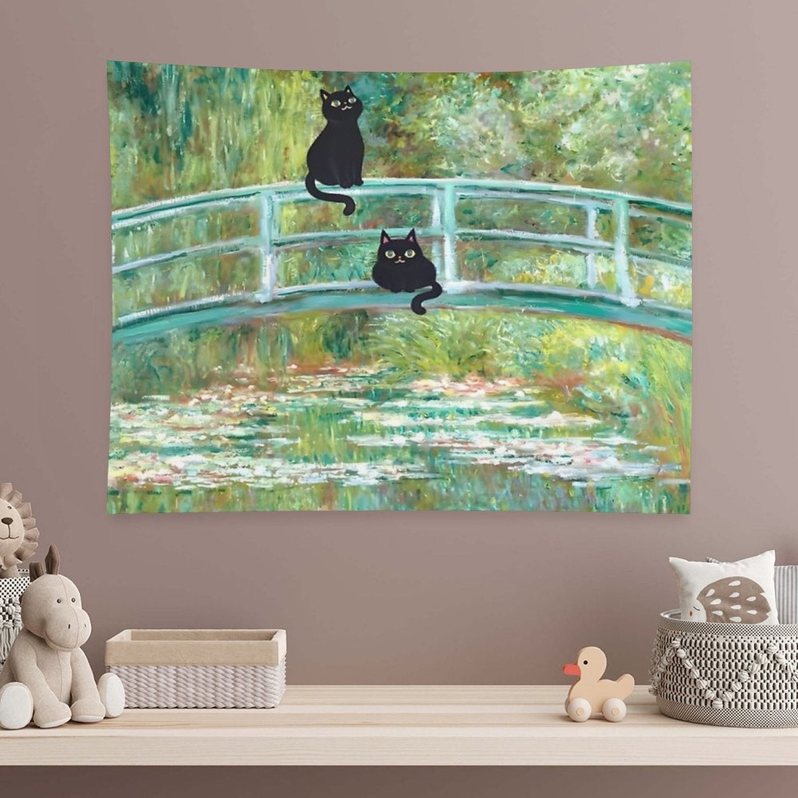 Monet's The Water Lily Pond Bridge with The Cats Tapestry