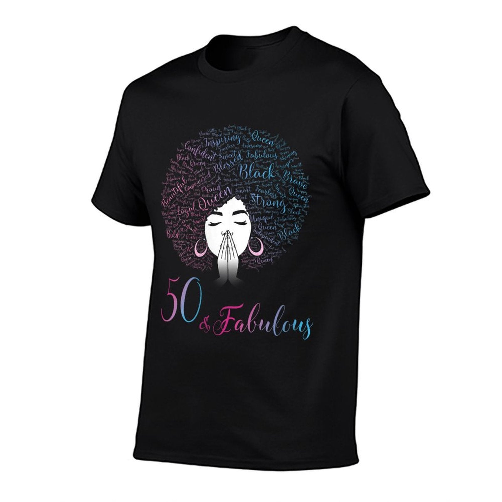 Womens 50 & Fabulous Black Queen Afro Hair 50th Birthday  Durable T-Shirt