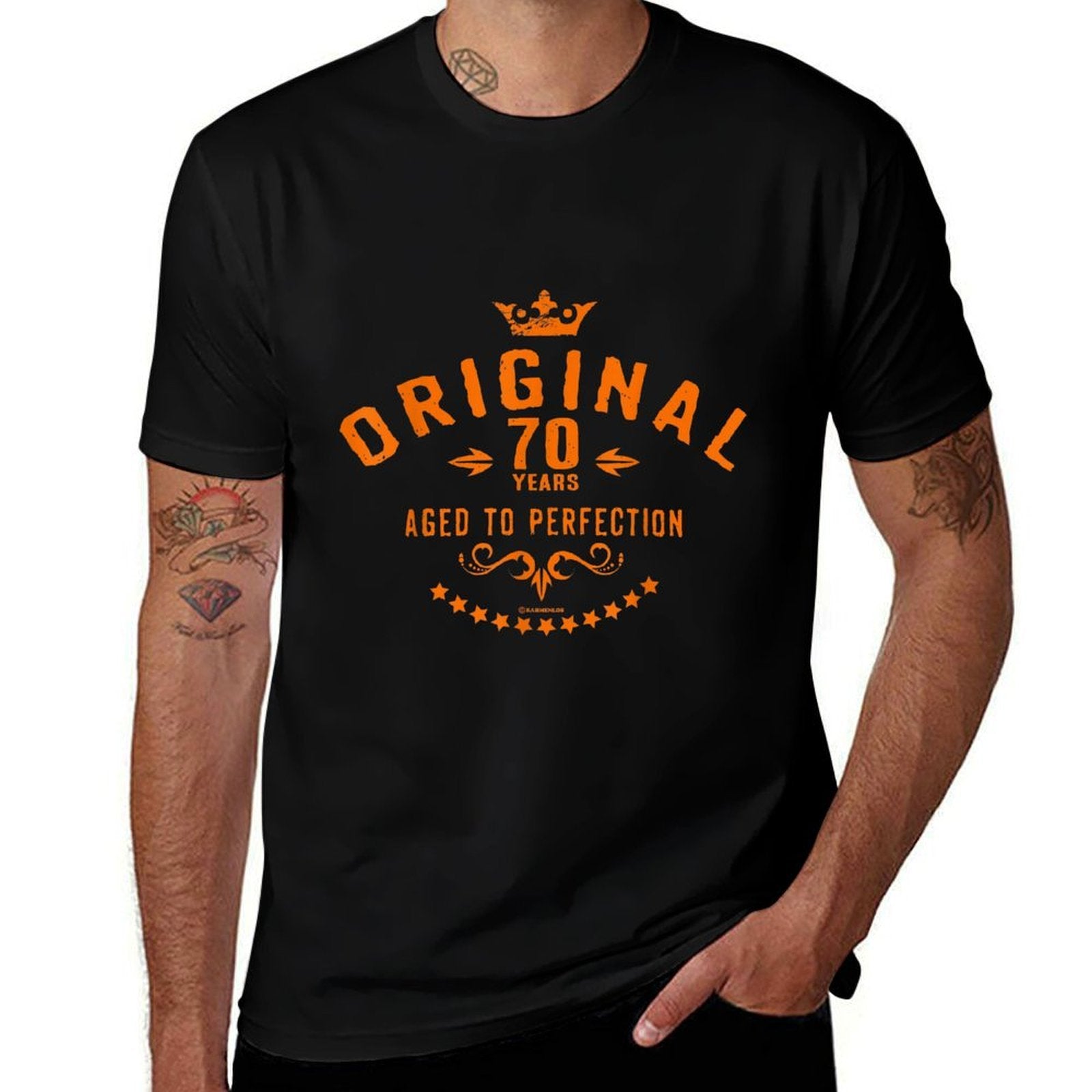 70th Birthday Tshirt for Men Women 70 Years Aged Perfection  Rolled Sleeves T-Shirt