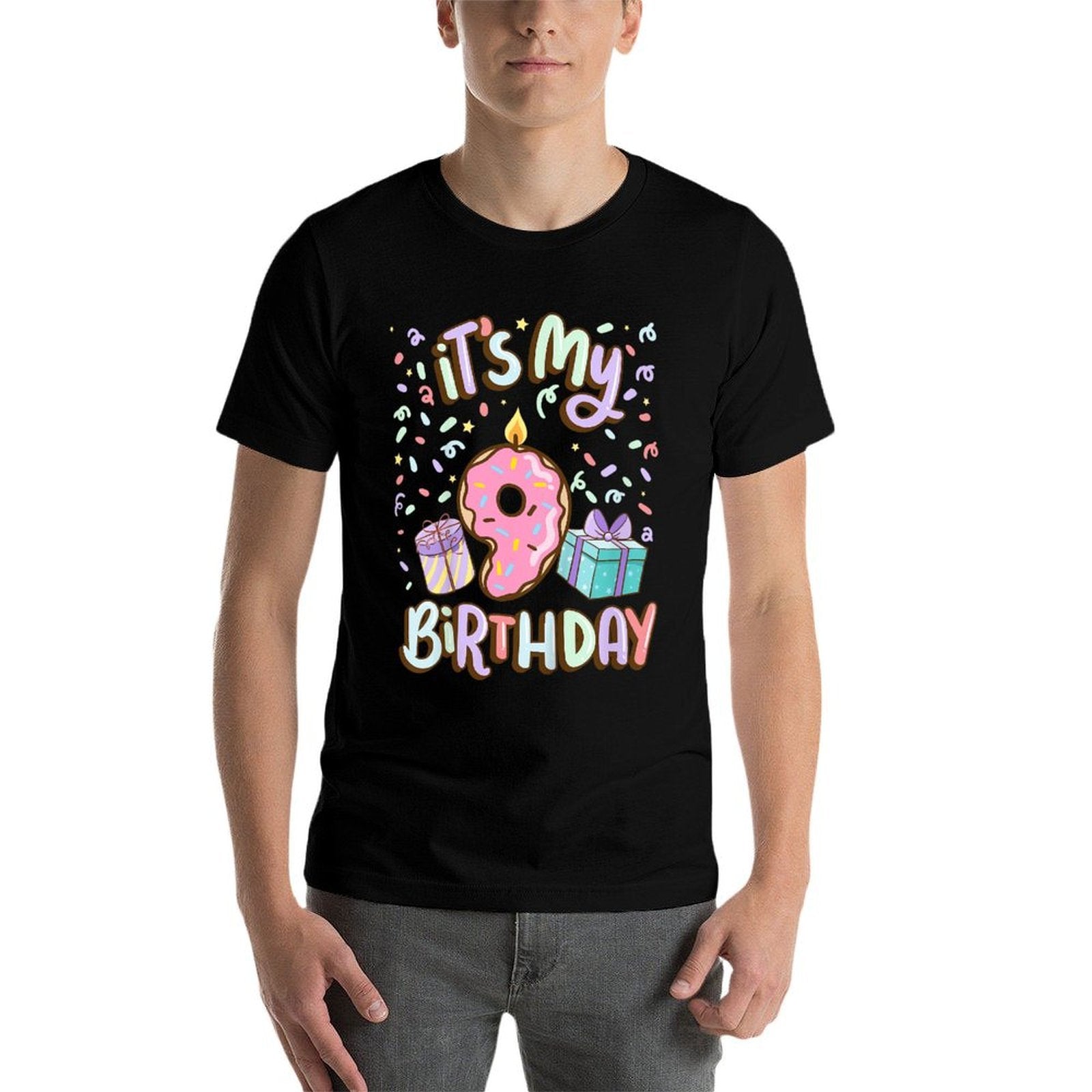 It's My 9th Birthday Cake Donut 9 Year Old Confetti  Slim-fit Cut T-Shirt