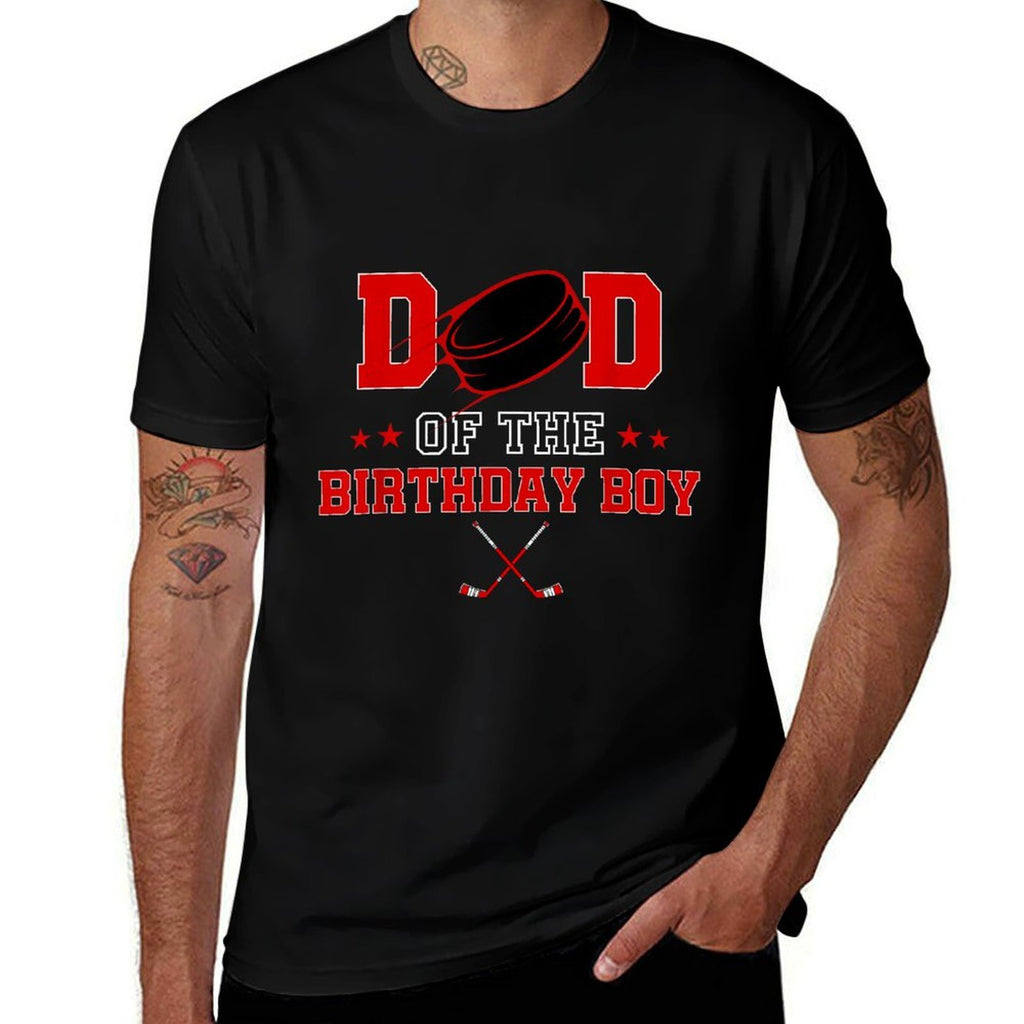 Dad Of The Birthday Boy Hockey Lover First Bday Party  Lightweight T-Shirt