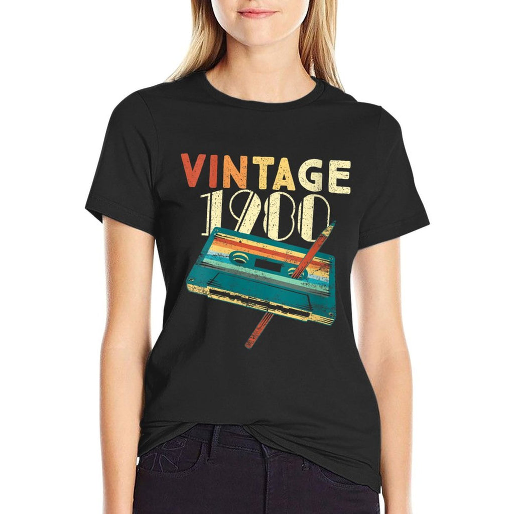 Womens Vintage 1980 Music Cassette 40th Birthday Gifts 40 Years Old  Affordable Price T-Shirt