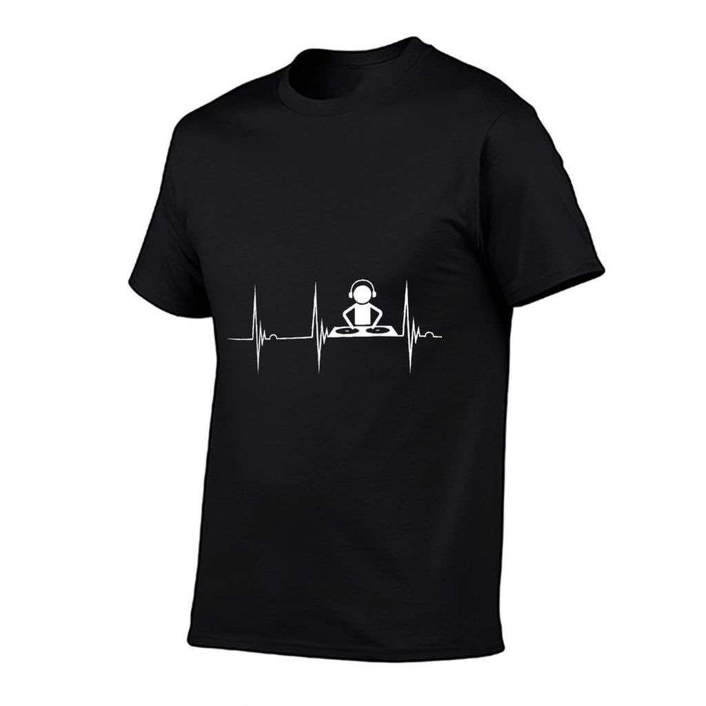 Music Producer Disc Jockey Heartbeat ECG Pulse DJ Mixing Console  Slim-fit Cut T-Shirt