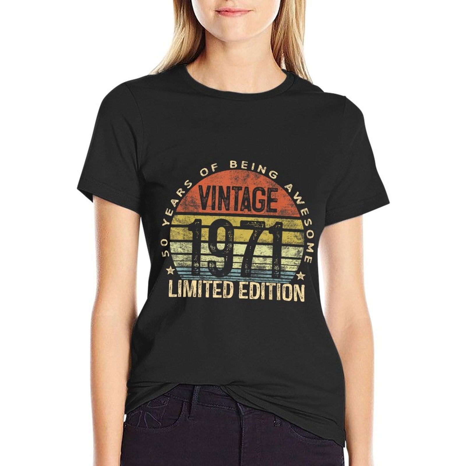 50 Year Old Gifts Vintage 1971 Limited Edition 50th Birthday  Summer-ready Fabric T-Shirt