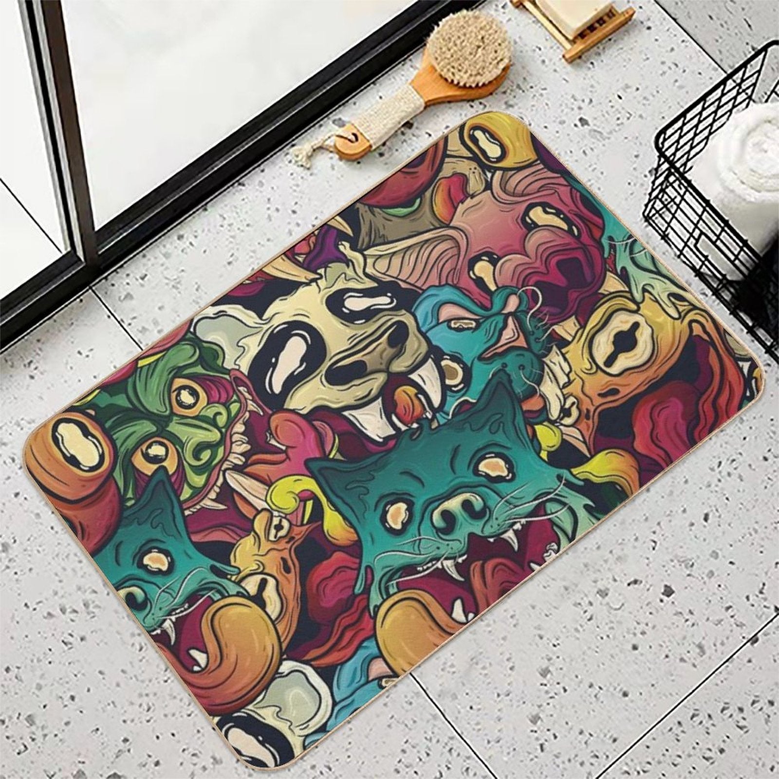 Animal Chaos  Fade-Resistant Bath Mat