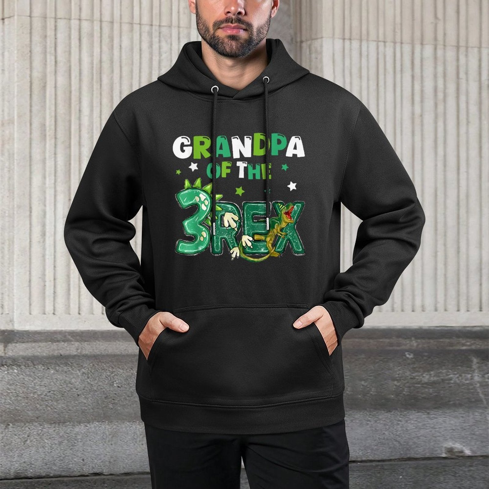 Grandpa of The Three Rex Birthday Dinosaur Family Matching All-Day Comfort Hoodie