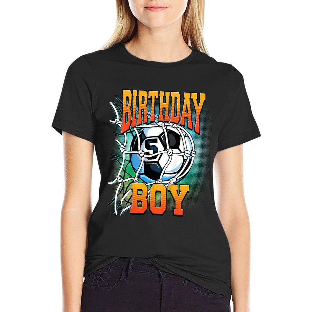 Kids 5th Birthday  Soccer For Boy  5 Years Old  Trendy Pattern T-Shirt