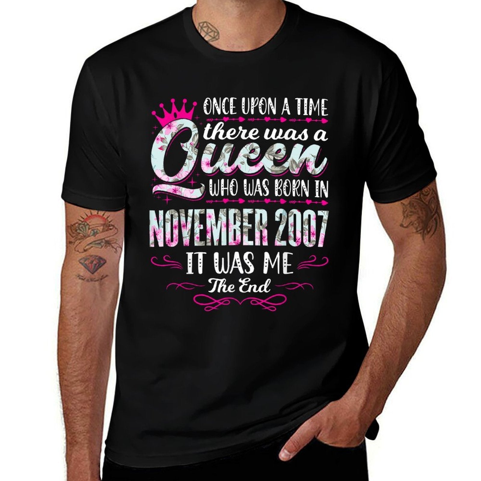 Queen Born in November 2007 - Cute Girl 17th Birthday  High-quality Stitching T-Shirt