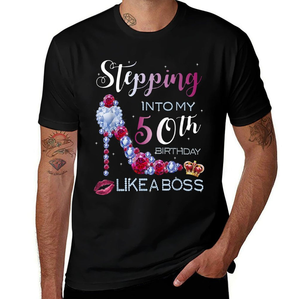 Stepping Into My 50th Birthday in 1970 Womens Gifts  Oversized Silhouette T-Shirt