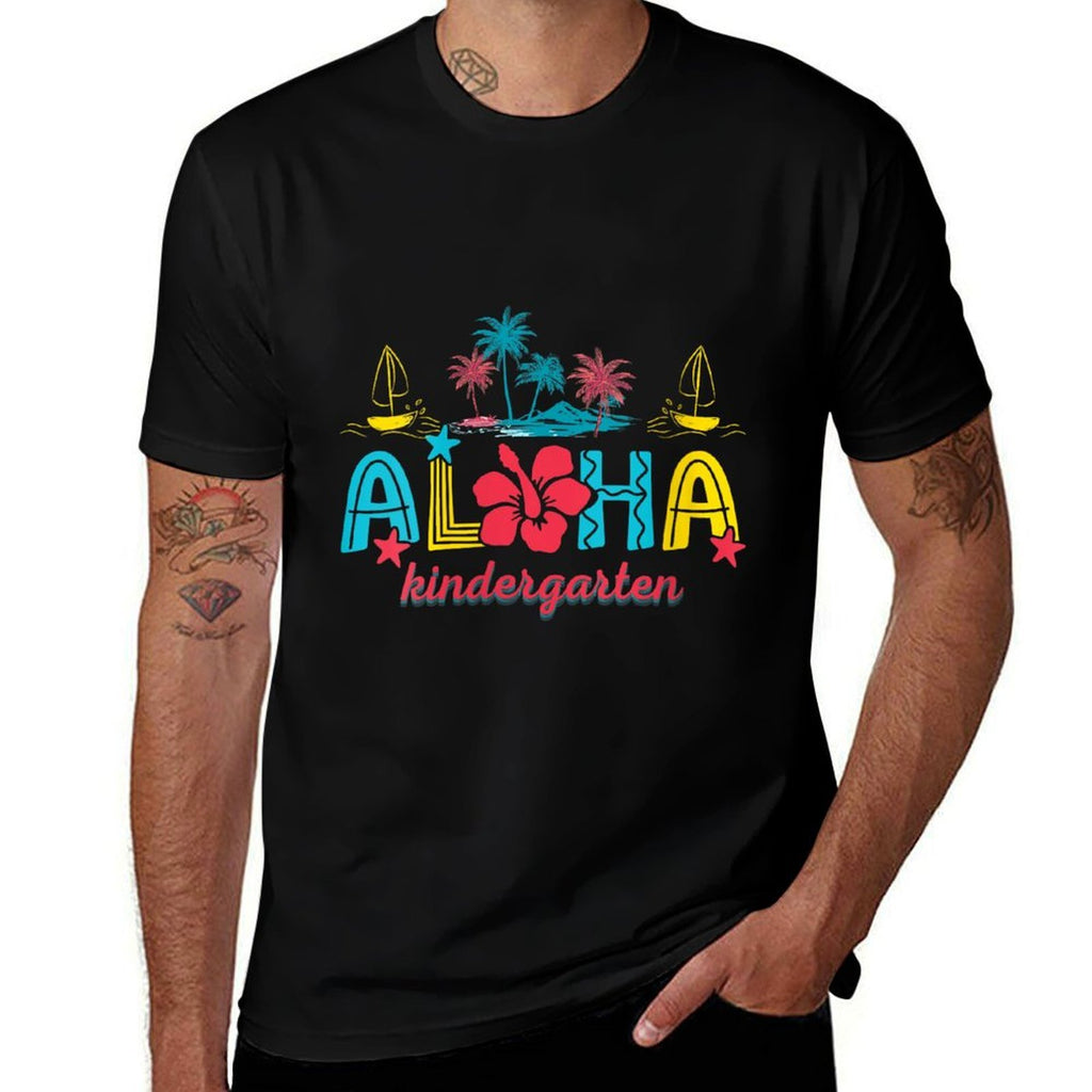 Womens Aloha Kindergarten Summer Beach Vacation Teacher School  Wrinkle-resistant T-Shirt