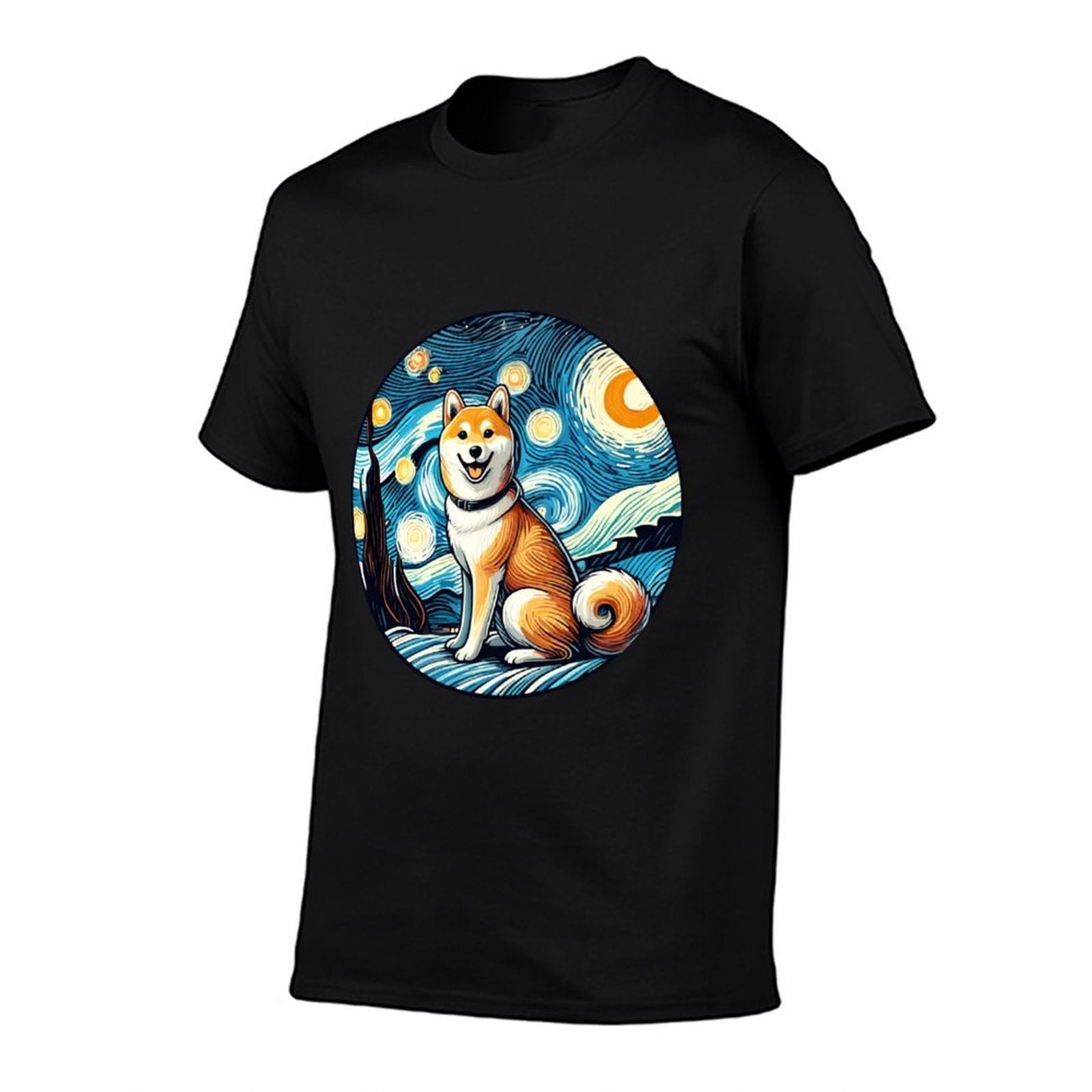 Shiba Inu Dog Mom Dad Cute - Van Gogh Starry Night Style Comfortable T-Shirt