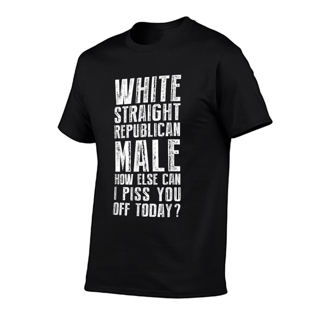 Funny White Straight Republican Male Republican Pro Trump  Ribbed Collar T-Shirt