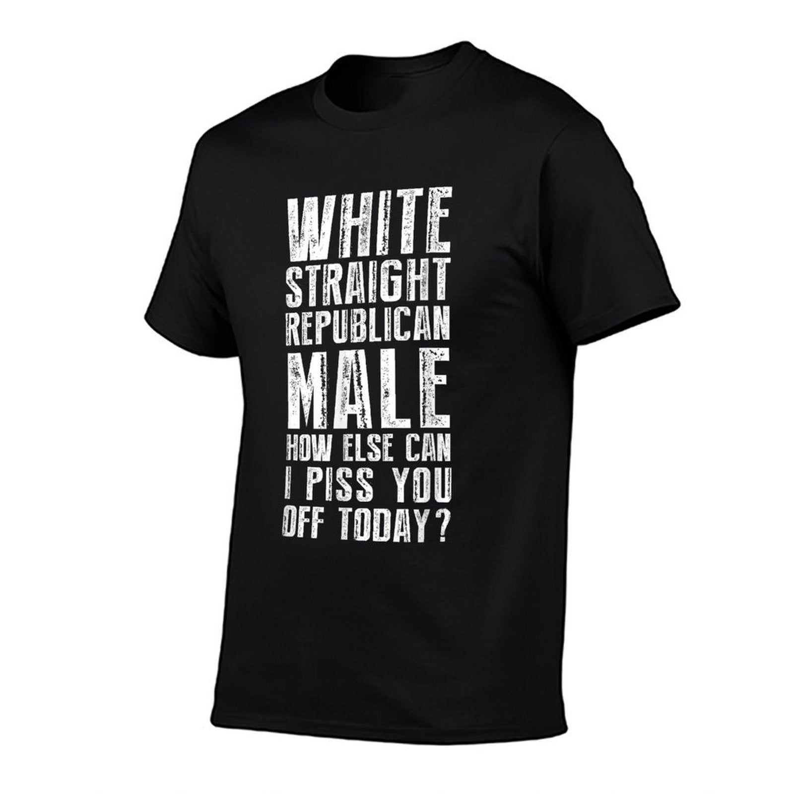 Funny White Straight Republican Male Republican Pro Trump  Ribbed Collar T-Shirt