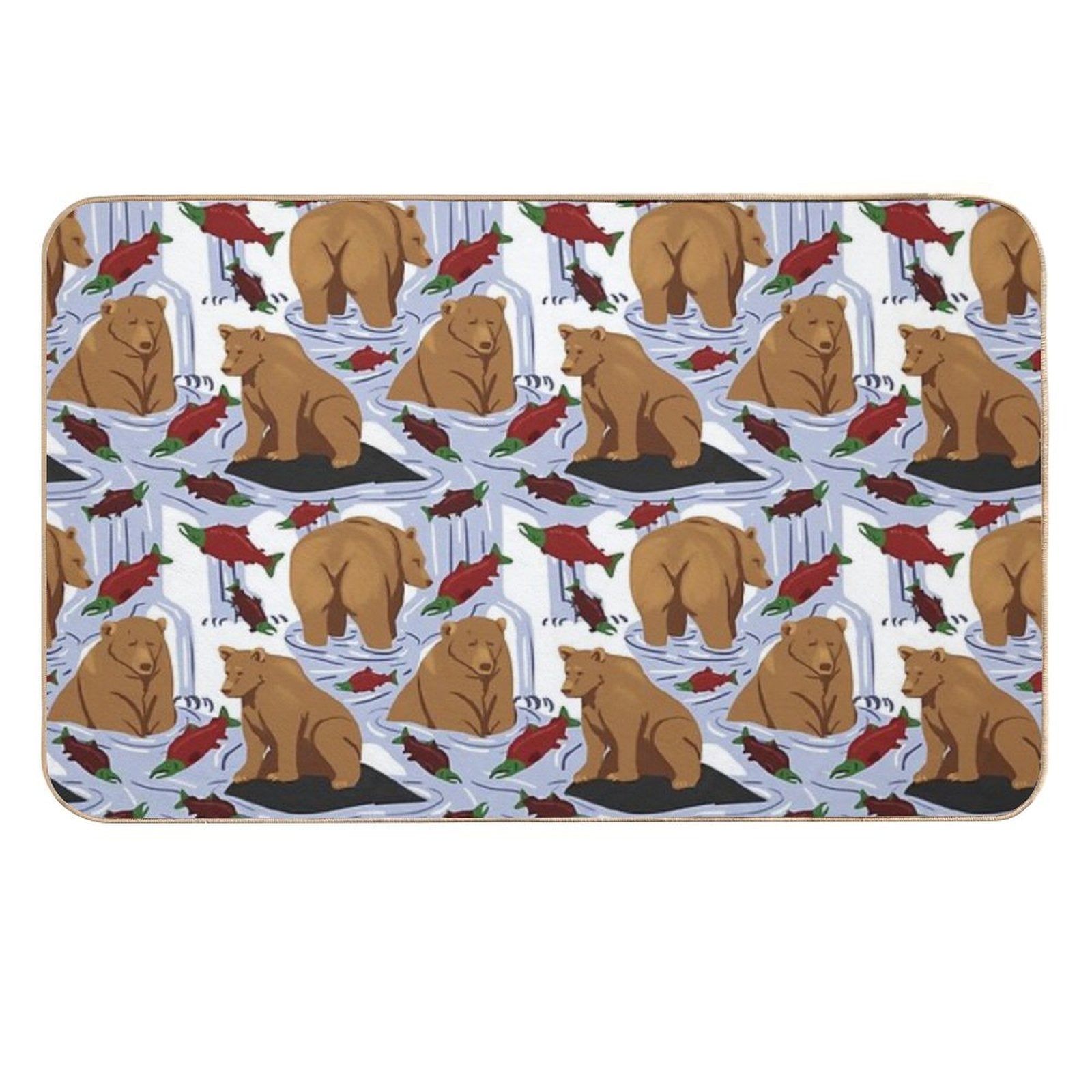 Katmai Bears Repeating Pattern  Absorbent Bath Mat