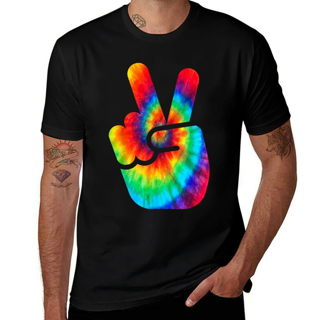 Cool Peace Hand Tie Dye For Boys And Girls  High-quality Stitching T-Shirt