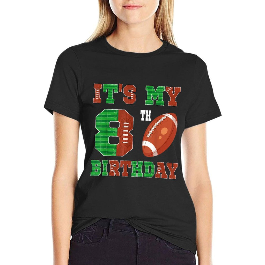8th Birthday Football Theme 8 Year Old Football Player  Trendy Pattern T-Shirt