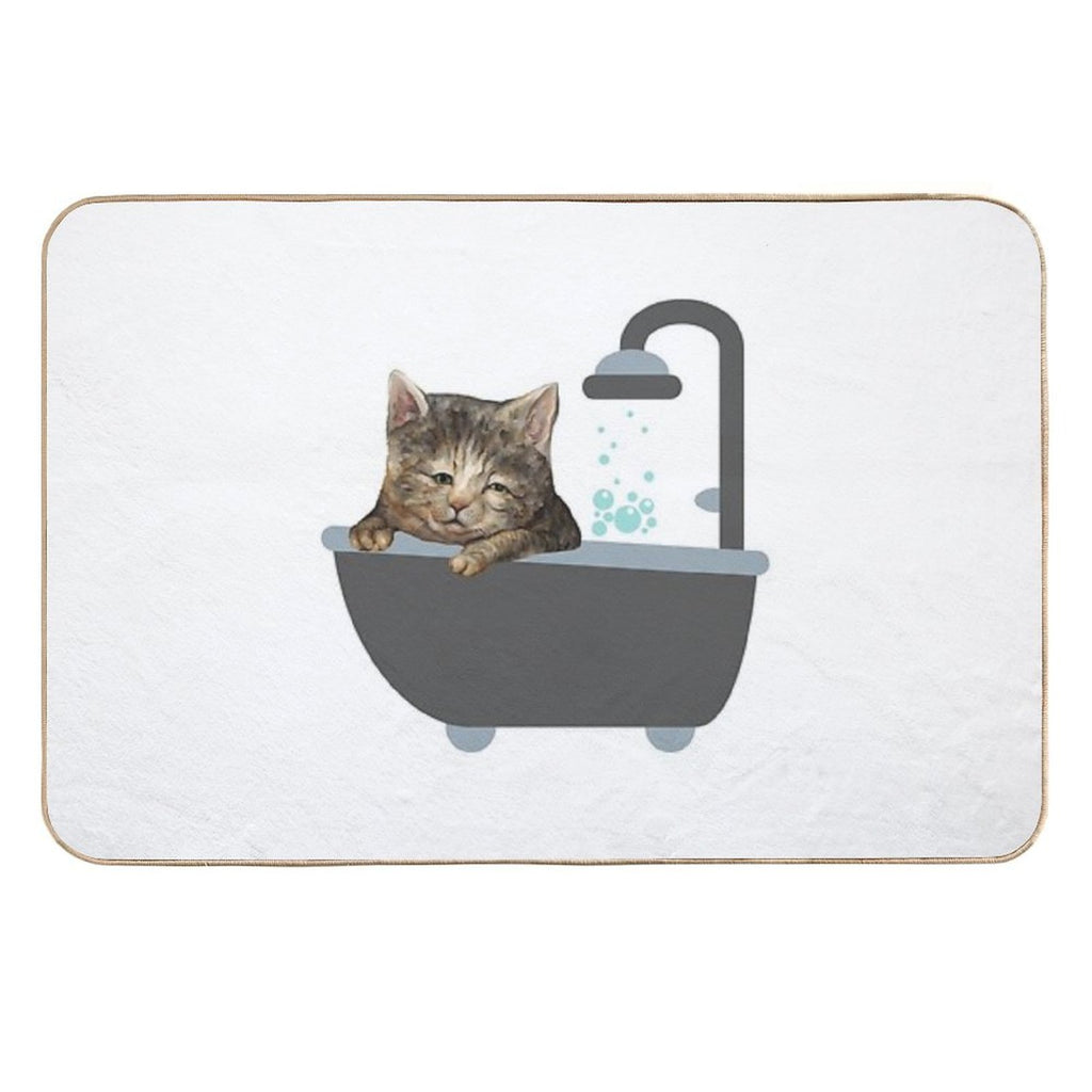 Bath Cat A Funny And Cute Lazy Cat Design  Slip-Resistant Bath Mat