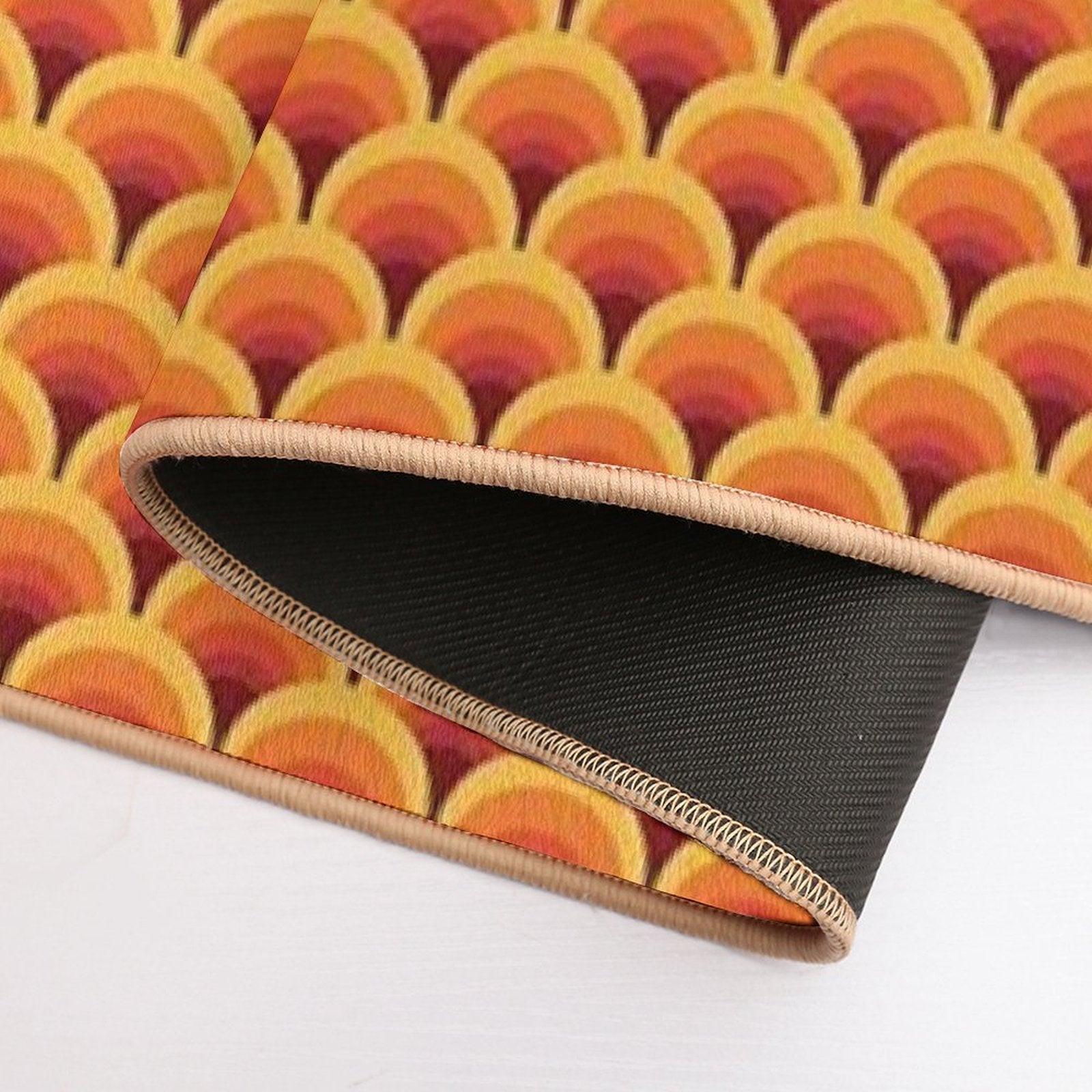 Orange Wave Gradient Retro Pattern  Eco-Friendly Bath Mat