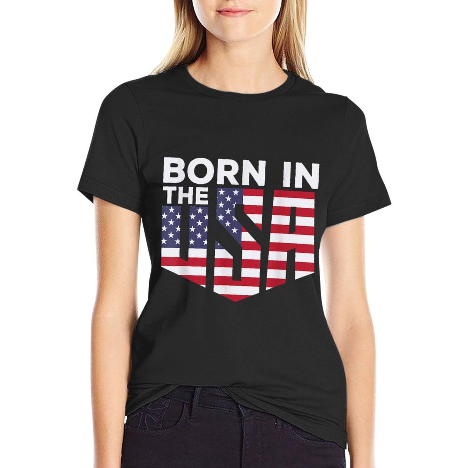 Born in The USA  Rolled Sleeves T-Shirt