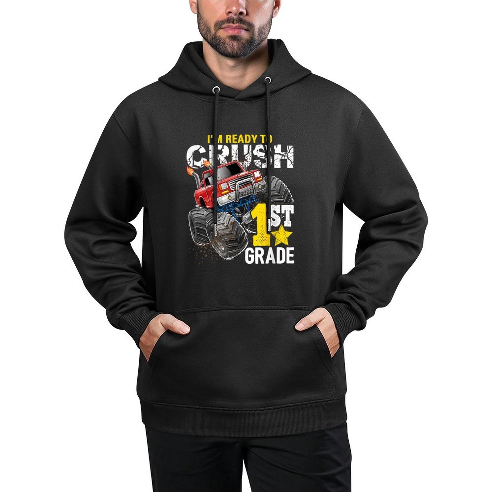 Ready to Crush 1st Grade Monster Truck Back to School Relaxed Fit Hoodie