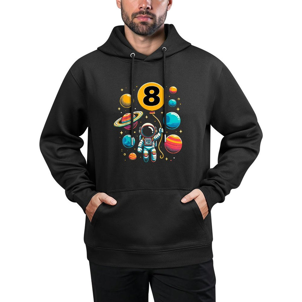 8th Birthday Astronaut Space Planets Eight Years Old Shrink-Resistant Hoodie