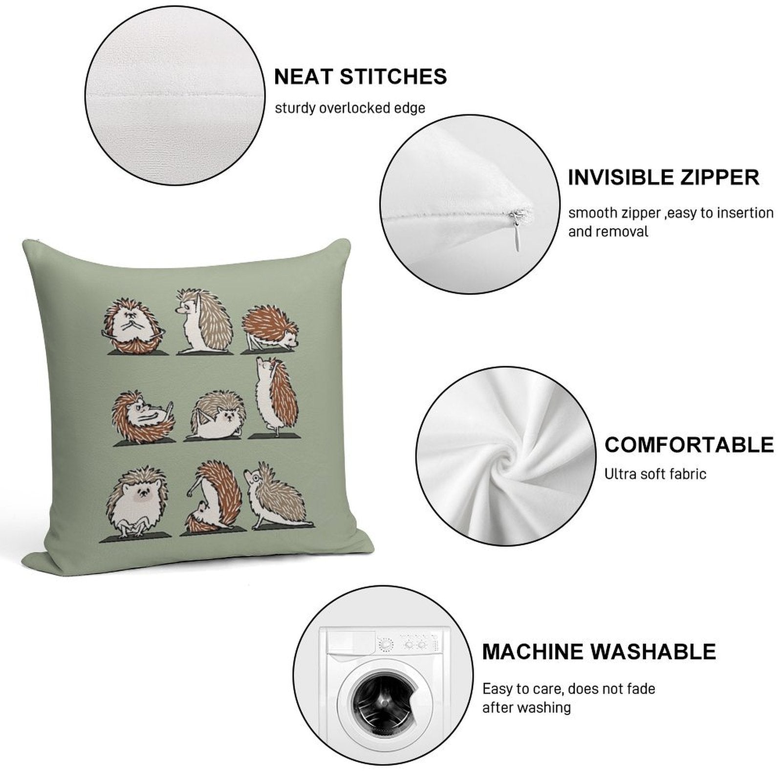 Hedgehog Yoga Soft Multiple Sizes Throw Pillow
